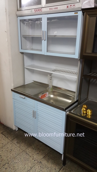 ตู้ซิ้งล้างจาน พร้อมตู้เก็บภาชนะอลูมิเนียม อบสีอีพ็อกซี่ Metalite ขนาด 1 เมตร
