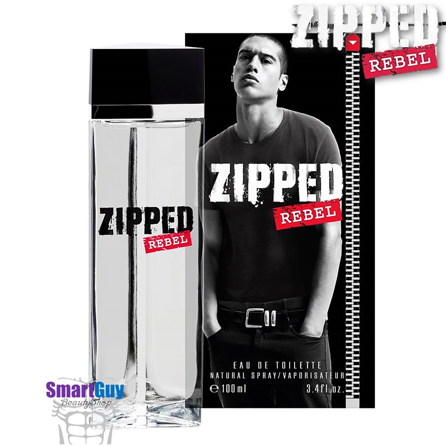 ZIPPED REBEL Eau De Toilette Natural Spray 100ml. น้ำหอมลิขสิทธิ์ของแท้ซีรี่ย์ใหม่จากแบรนด์Zippedสำหรับผู้ชายกลิ่นใหม่หอมเย็นเบาสบายผสานความเซ็กซี่น่าค้นหาชวนเข้ามาสัมผัสใกล้ๆ