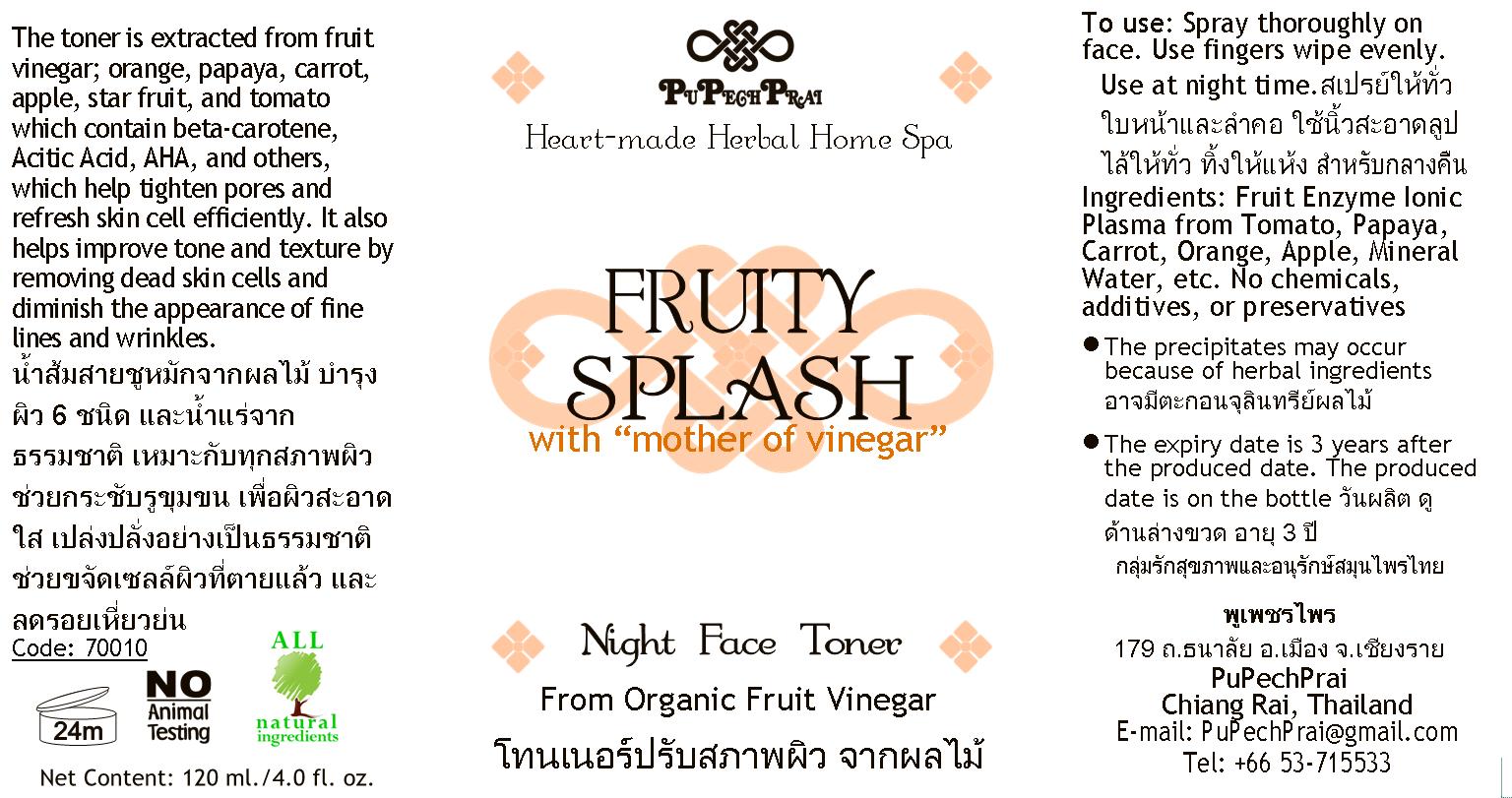 FRUITY SPLASH โทนเนอร์สเปรย์ปรับสภาพผิวจากผลไม้ Night Face Toner from Organic Fruit Vinegar