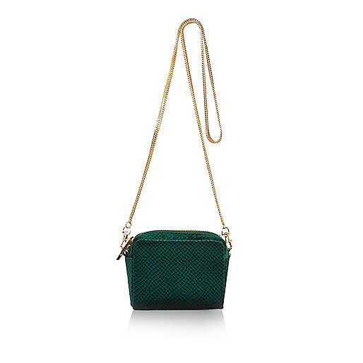 River Island Snake Print Mini Square Handbag