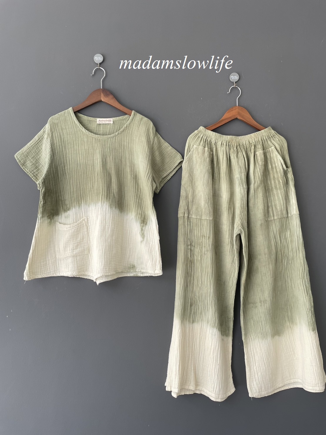 กางเกงขายาว และเสื้อผู้หญิง มัดย้อมสีปลอดสารพิษ ฟรีไซต์