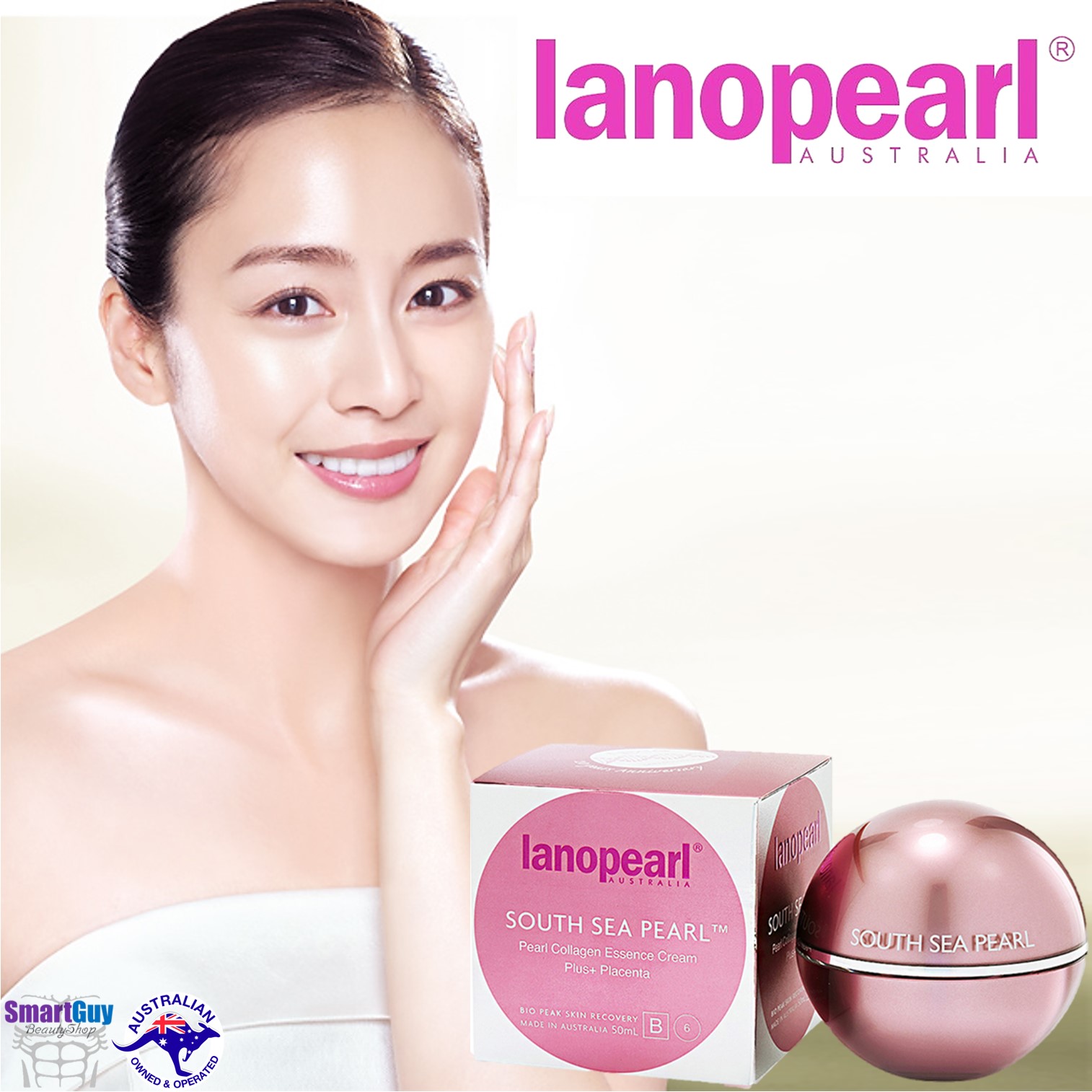 Lanopearl South Sea Pearl Collagen Essence Cream Plus Placenta 50ml. ครีมบำรุงผิวหน้าสูตรพรีเมี่ยมจากรกแกะผสมไข่มุกเซาท์ซีและวิตามินสารสกัดธรรมชาติช่วยลดริ้วรอยปรับผิวหน้าตึงกระชับกระจ่างใสย้อนวัยผิวหน้าสูตรเข้มข้นสินค้านำเข้ารับประกันของแท้จากออสเตรเลีย