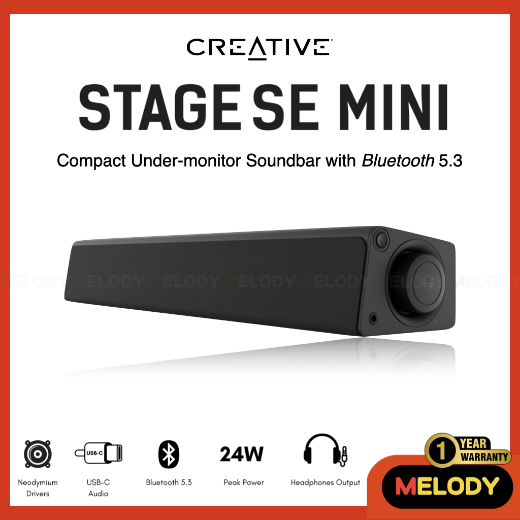 CREATIVE SPEAKER Stage SE mini Soundbar ลำโพงBluetooth ขนาดกะทัดรัด USB-C รับประกันศูนย์ Creative 1 ปี