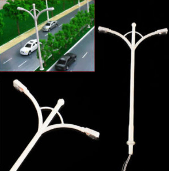 เสาไฟถนนสองกิ่ง 6V สูง 7 ซ.ม. (สเกล 1:150) / 5 ต้น