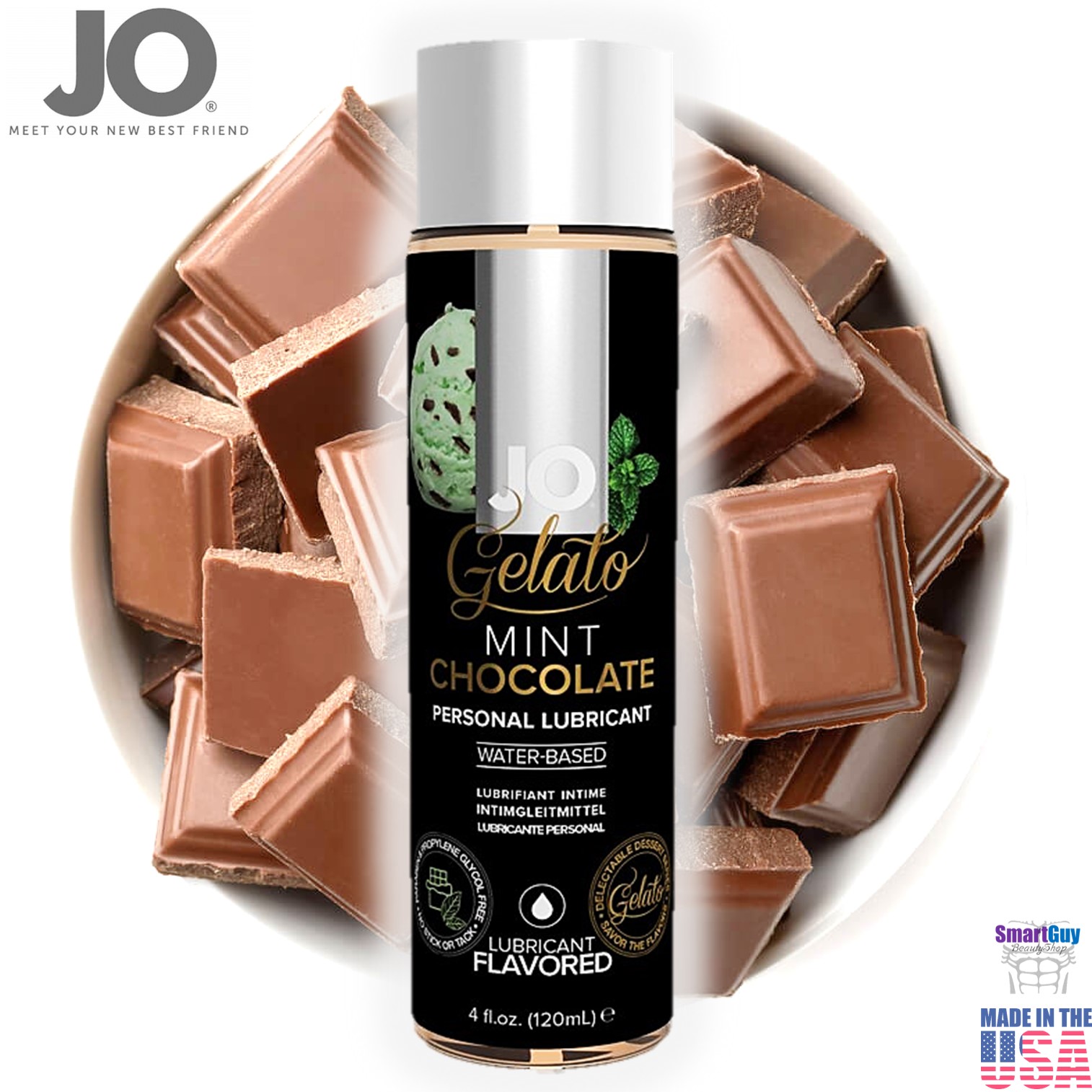 JO Gelato Mint Chocolate Personal Lubricant Water Based 120ml. Made In USA เจลหล่อลื่นกลิ่นช็อคโกแลตมิ้นท์สูตรพรีเมี่ยมช่วยชะลอการหลั่งมาพร้อมกลิ่นหอมพิเศษ Limited Edition สินค้านำเข้าของแท้จากสหรัฐอเมริกา
