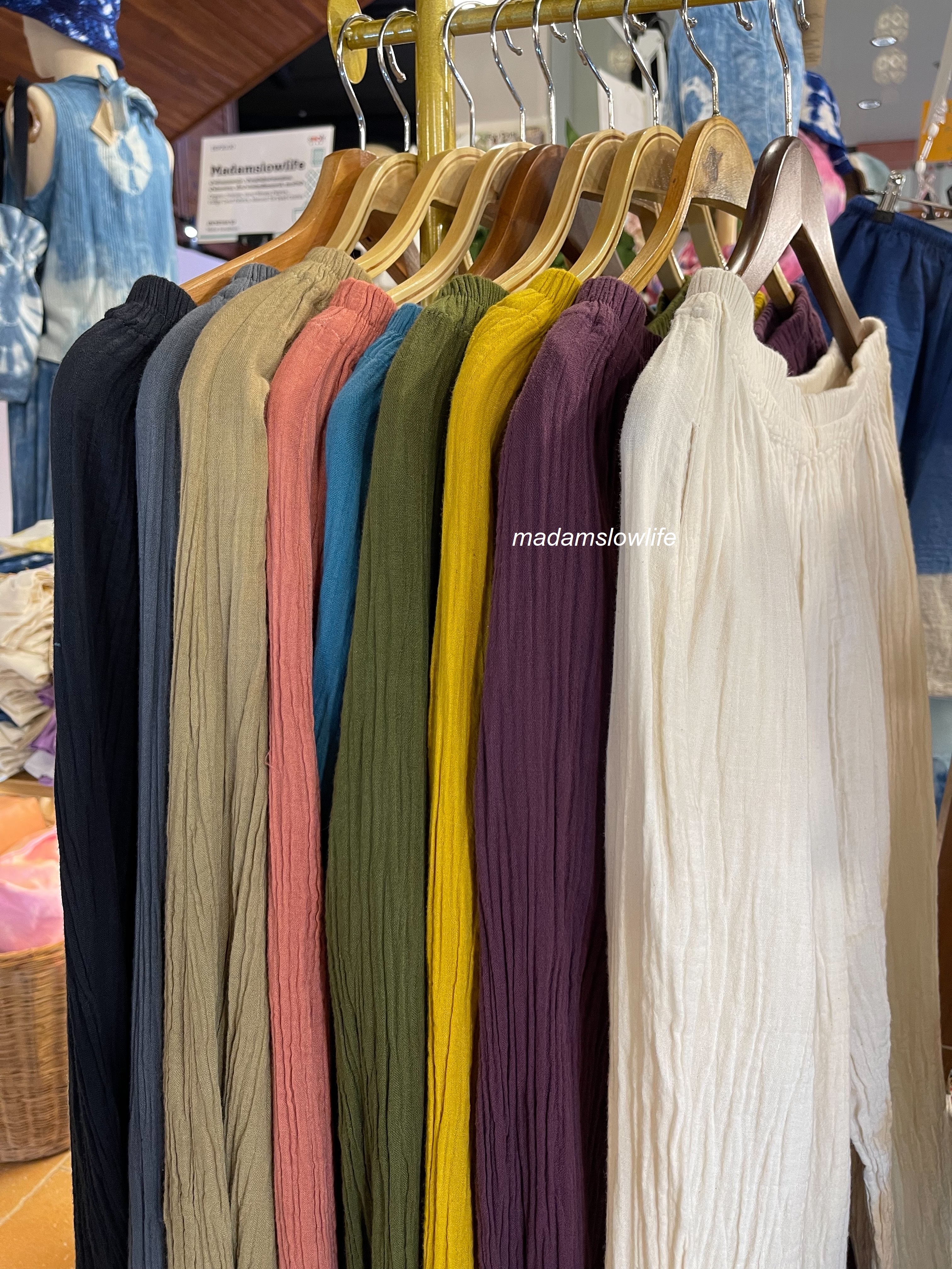 กางเกงขายาว เนื้อผ้าคอตตอน Cotton Soft with texture design นิ่มใส่สบาย อัดยับ ไม่ต้องรีด เอวยืด Elastic waist