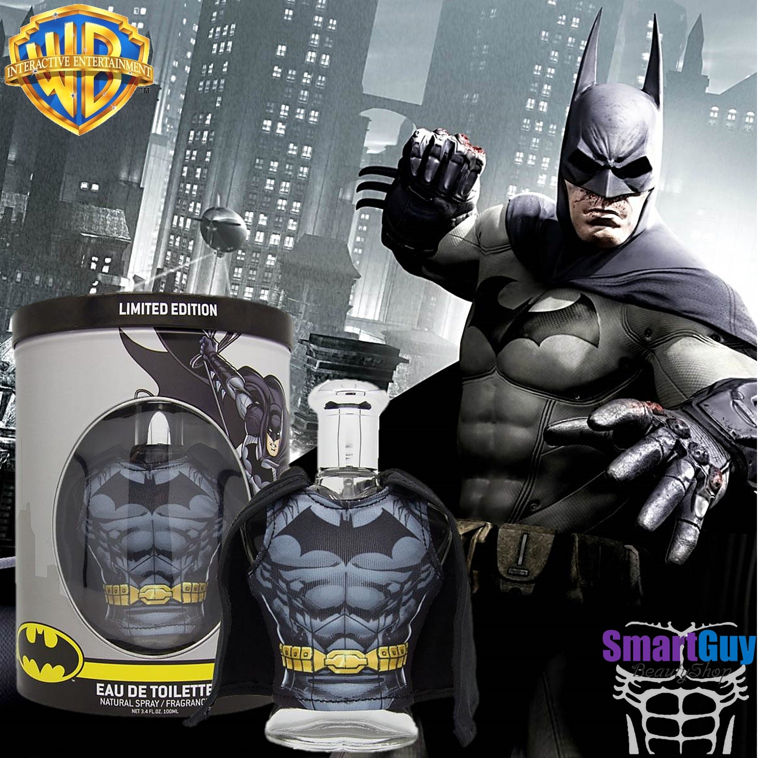 Warner Bros Limited Edition BatMan Eau De Toilette Spray 100ml. น้ำหอมลิขสิทธิ์แท้จากวอร์เนอร์บราเธอร์กลิ่นหอมสุดสปอร์ตเซ็กซี่สำหรับหนุ่มที่มาพร้อมความมั่นใจผสานความเซ็กซี่ร้อนแรงในแบบฮีโร่สุดสตรอง สินค้านำเข้าของแท้ 100%