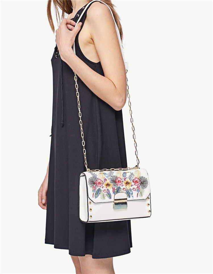 Stradivarius Messenger Bag With Large Embroidered Flowers