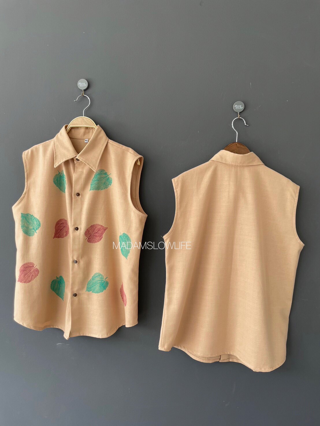 เสื้อแขนกุดผู้หญิงพิมพ์ใบไม้ Size: M L XL