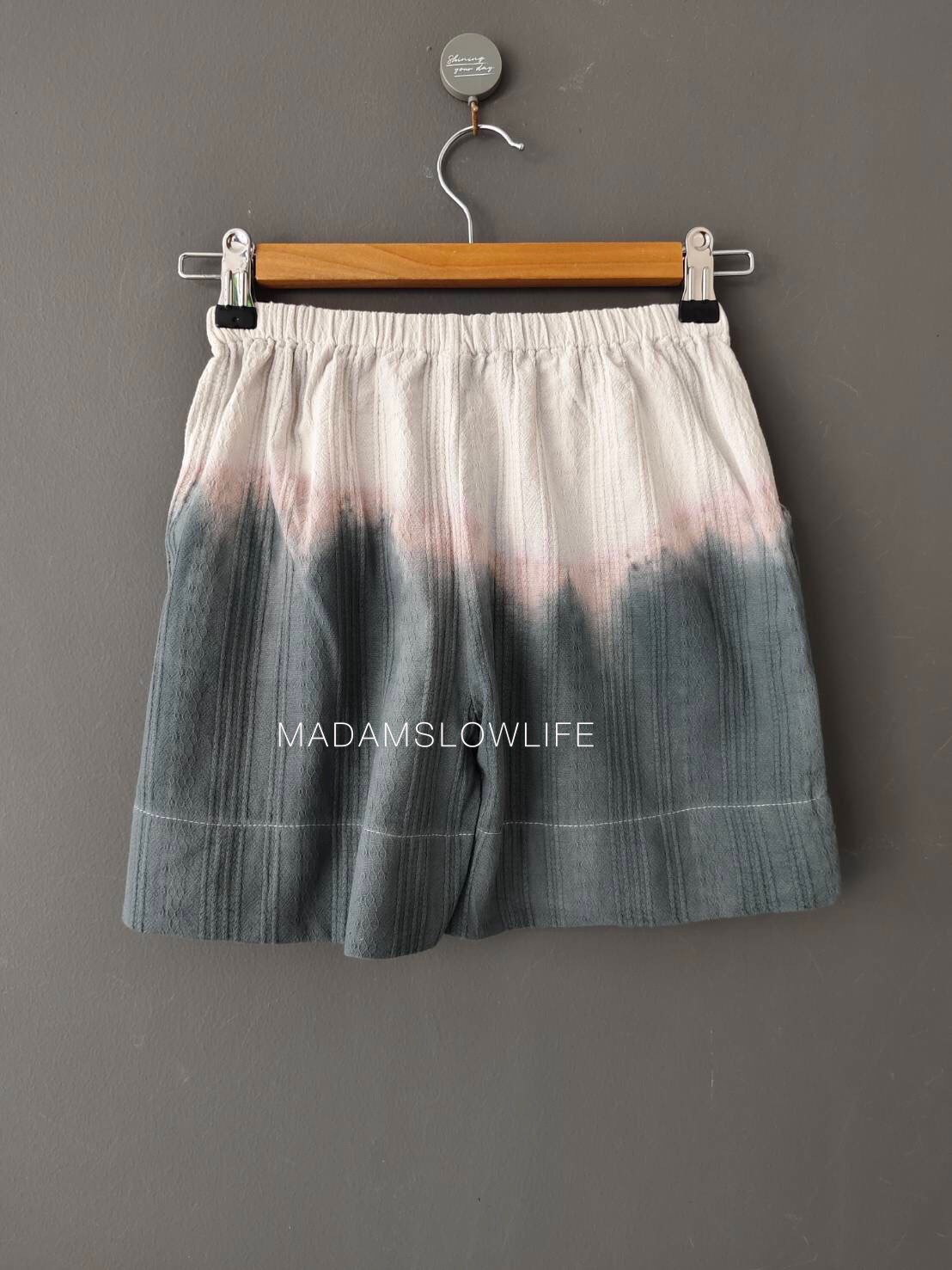 กางเกงขาสั้นเด็ก 90 100 110 120 130 140 มัดย้อมสีดำปลอดสารพิษ