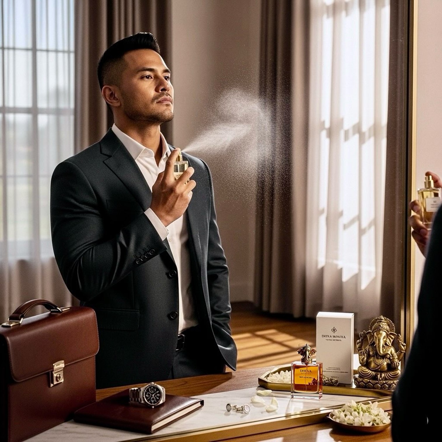 DHEVA MANTRA Eau De Parfum Natural Srpay 50ml น้ำหอมแห่งความสำเร็จความรุ่งเรืองดุจพรแห่งองค์พระพิฆเนศประทาน