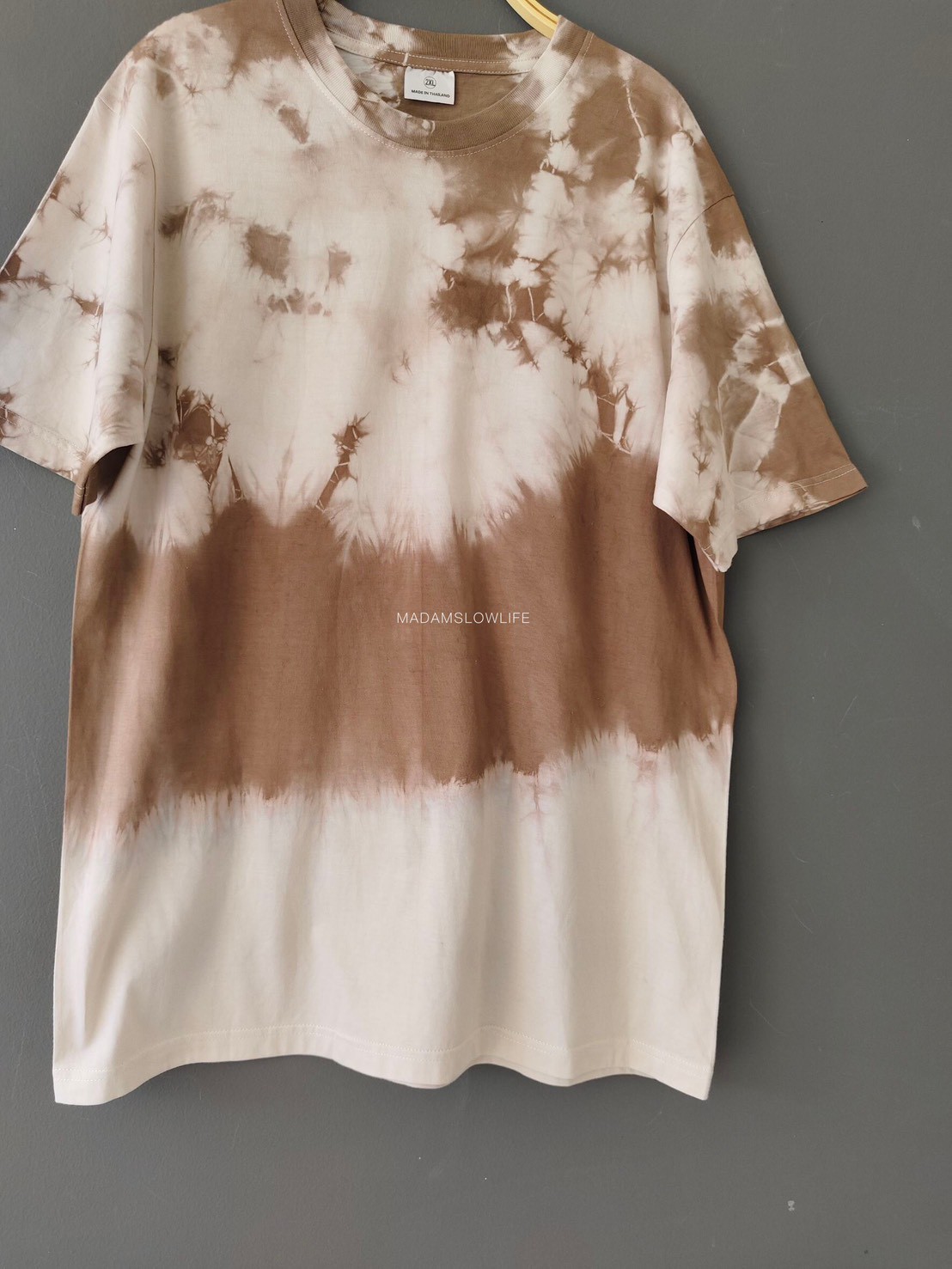 เสื้อยืดผู้ใหญ่ มัดย้อมสีน้ำตาล Size : XS S M L XL 2XL 3XL 4XL 5XL
