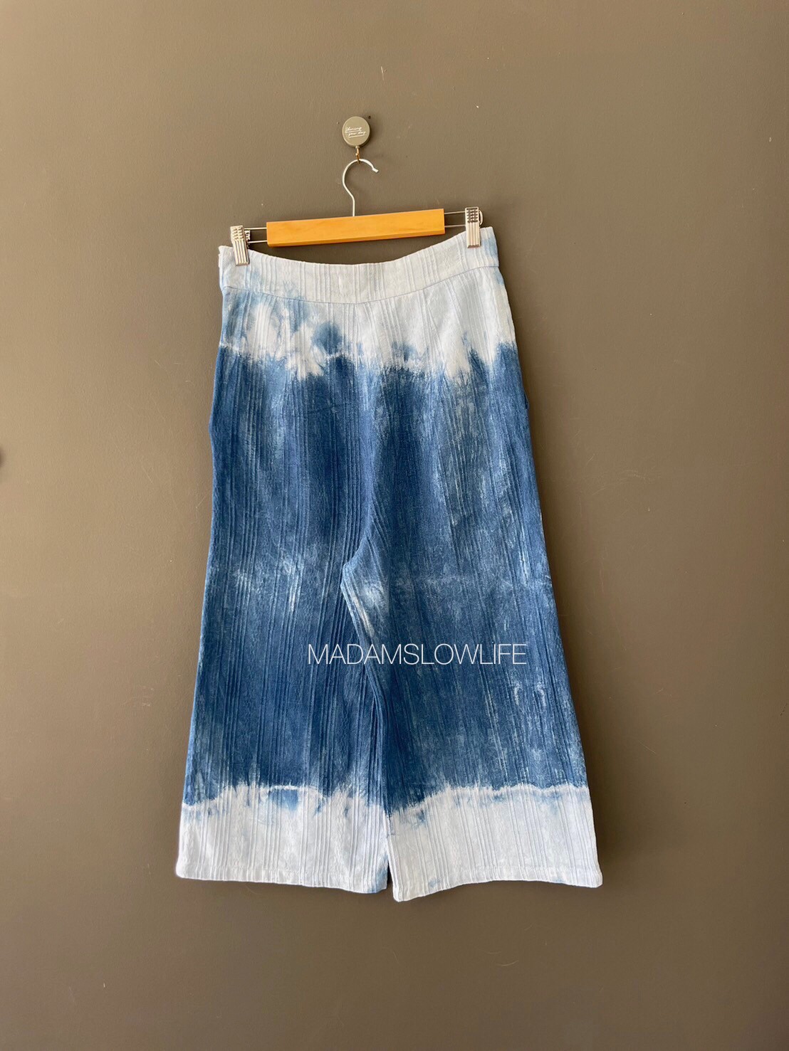 กางเกงขา 5 ส่วน ย้อมคราม มีซิปข้าง S M L XL 2XL 3XL