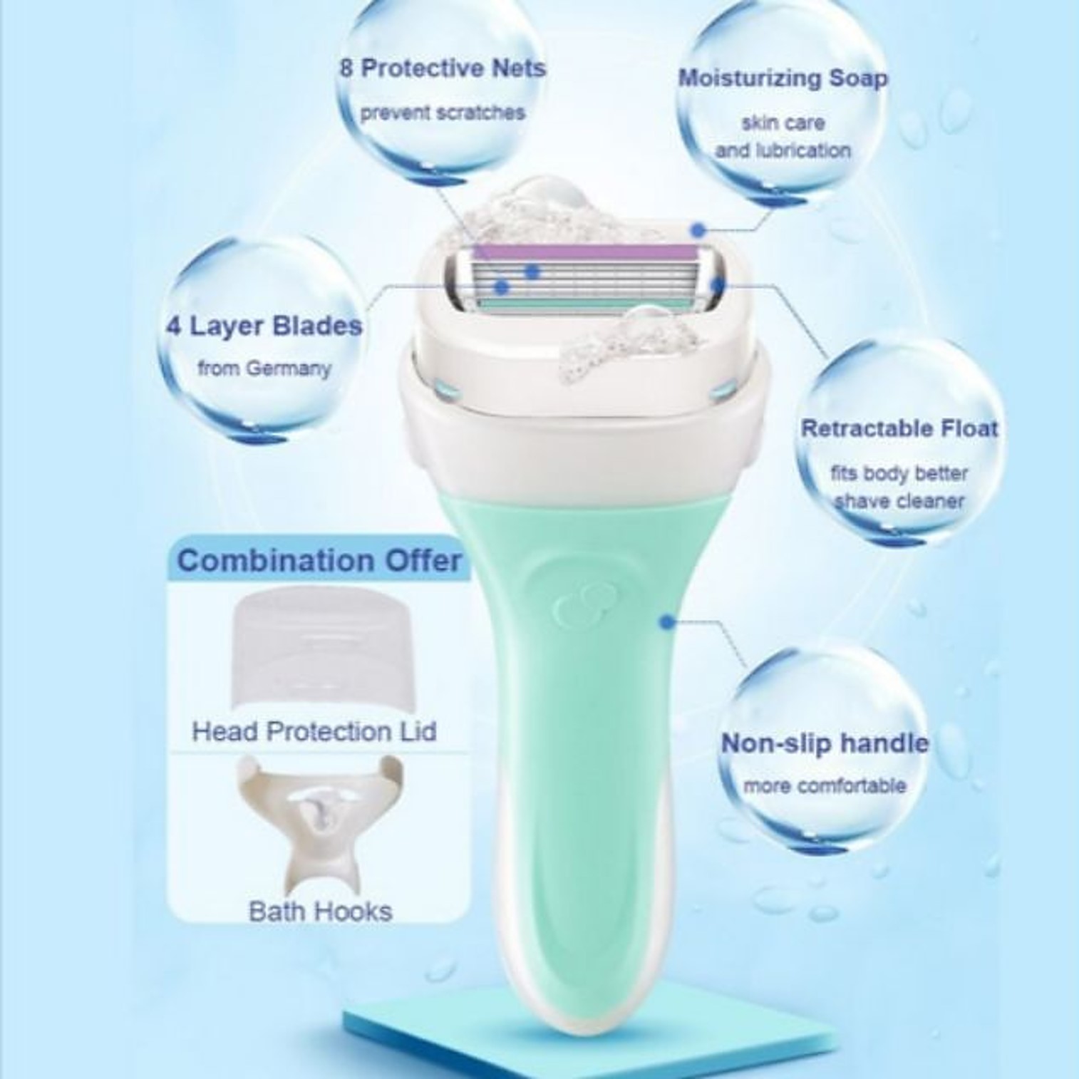 Schick Intuition x john master organics Sensitive Skin Holder with Blade Trial Special Edition Green ชุดมีดโกนหัวสบู่รุ่นพิเศษกำจัดขนได้อย่างอ่อนโยนพร้อมบำรุงผิว