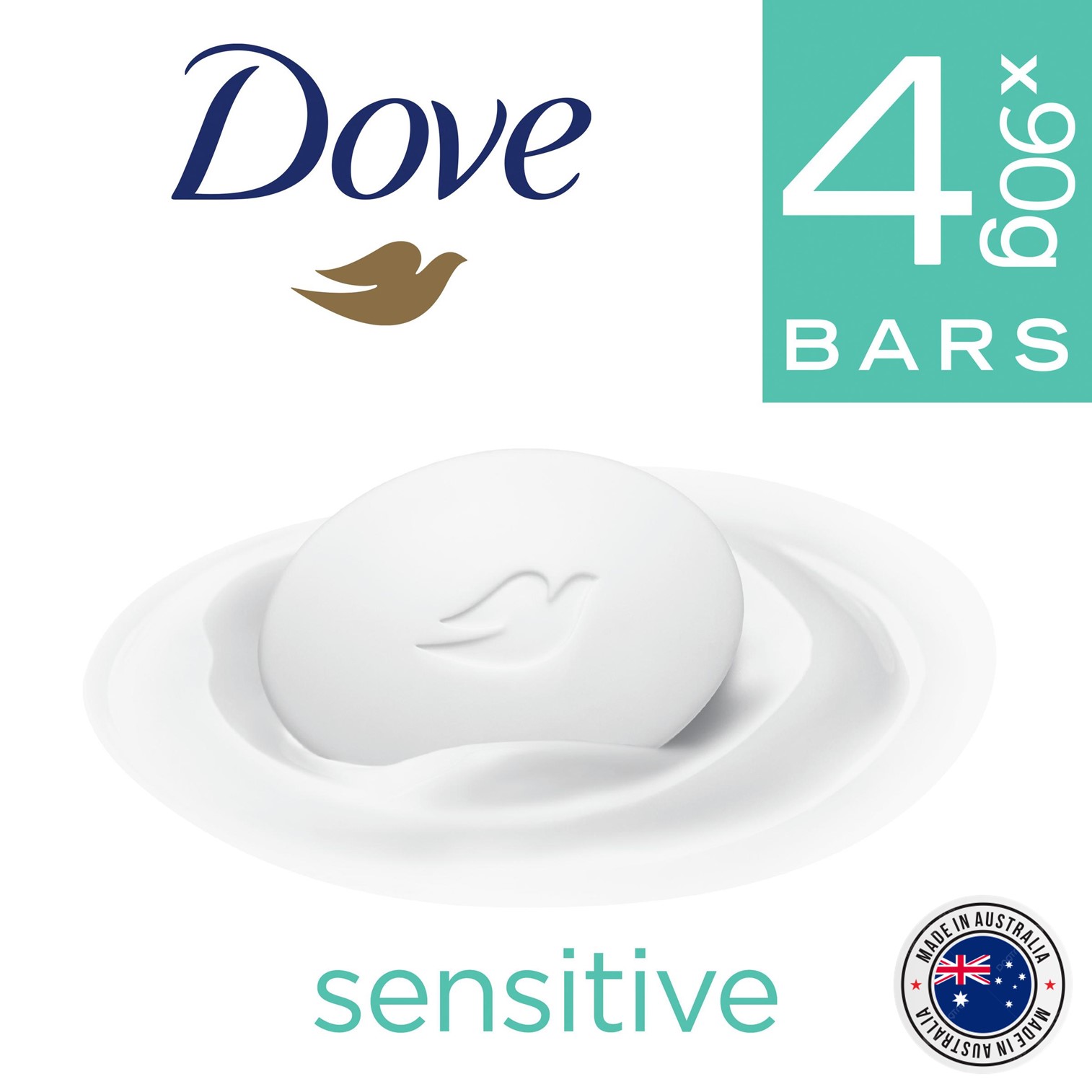 Dove Sensitive Beauty Cream Bar 4x90g สบู่อาบน้ำสูตรอ่อนโยนสำหรับผิวแพ้ง่ายสินค้านำเข้าจากออสเตรเลียของแท้พร้อมส่ง(แพ็ค4ก้อน)