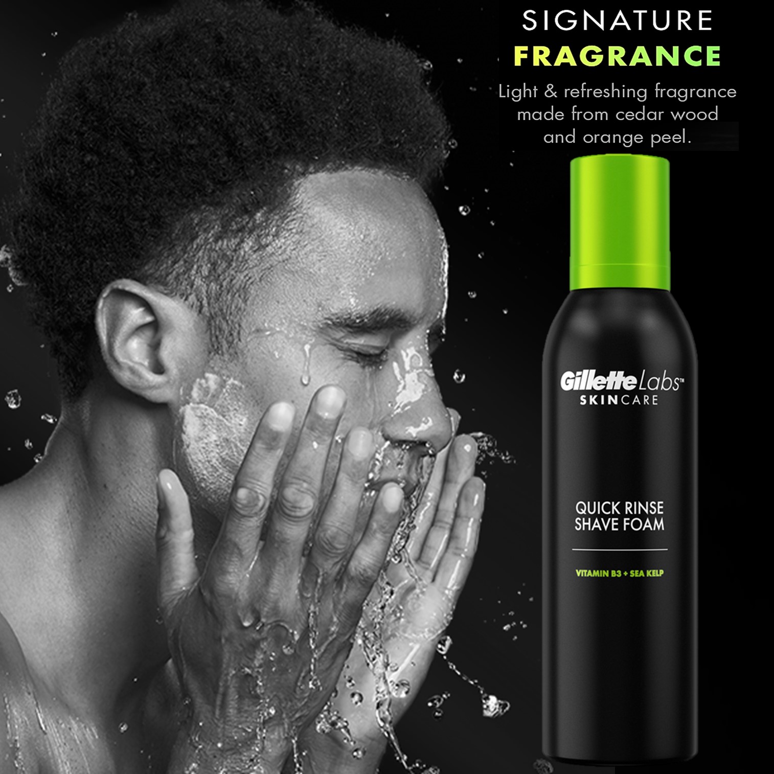 Gillette Labs by Gillette Quick Rinse Shaving Foam for Men 240ml โฟมโกนหนวดสูตรพิเศษมีส่วนผสมของวิตามินบีบำรุงผิวสินค้านำเข้าจากออสเตรเลียพร้อมส่ง