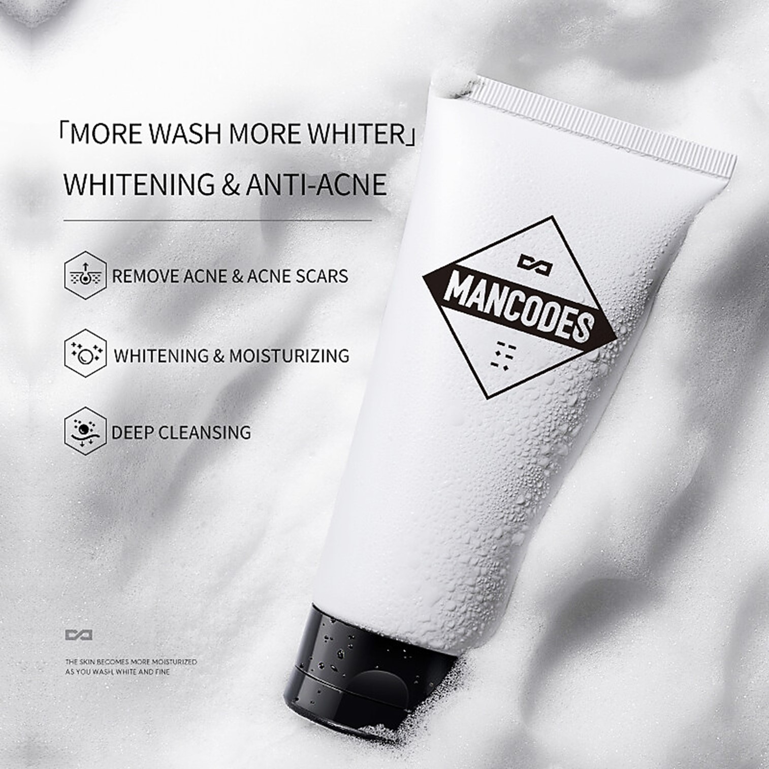 Mancodes Niacinamide Facial Cleanser 100g ผลิตภัณฑ์ทำความสะอาดผิวหน้าผู้ชายสูตรพิเศษเพื่อผิวสะอาดเนียนใสแลดูอ่อนกว่าวัย