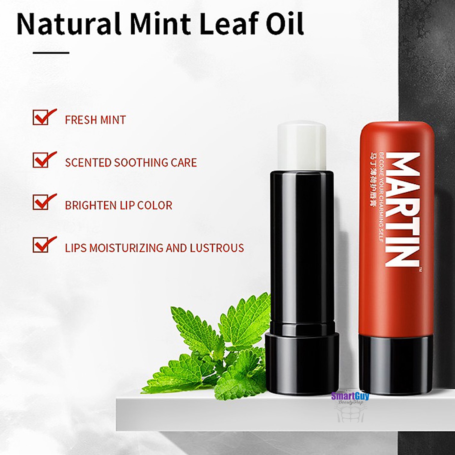 MARTIN Lip Balm For Men 4.5g. ลิปบาล์มบำรุงและแก้ปัญหาริมฝีปากอิ่มน้ำเนียนนุ่มชุ่มชื้นแลดูสุขภาพดีสูตรสำหรับผู้ชาย