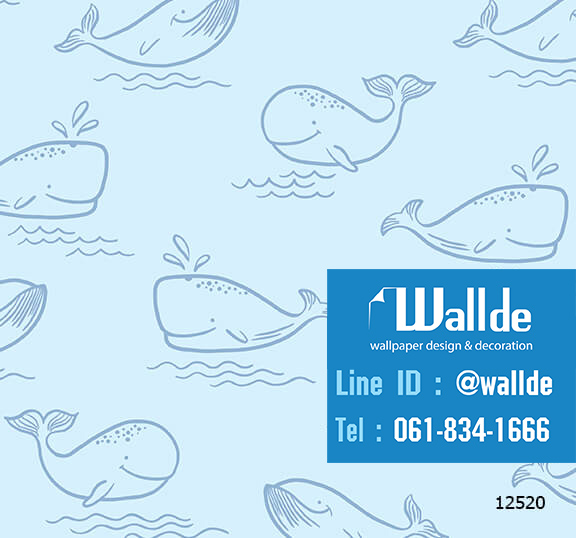 วอลเปเปอร์ห้องเด็ก วอลเปอร์ลายการ์ตูน ลายปลาวาฬ