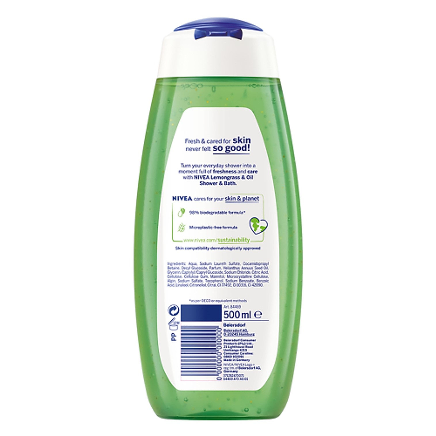 NIVEA LEMONGRASS & OIL SHOWER GEL 500ml เจลอาบน้ำกลิ่นหอมใหม่สูตรพิเศษจากนีเวียสินค้านำเข้าจากออสเตรเลีย