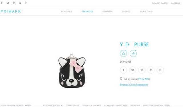 PRIMARK DOG PURSE COIN PURSE