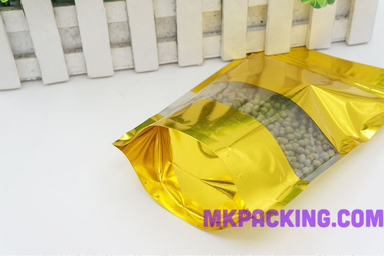 ถุงฟอยด์ทองวาว หน้าต่างใส ซิปล็อค ตั้งได้