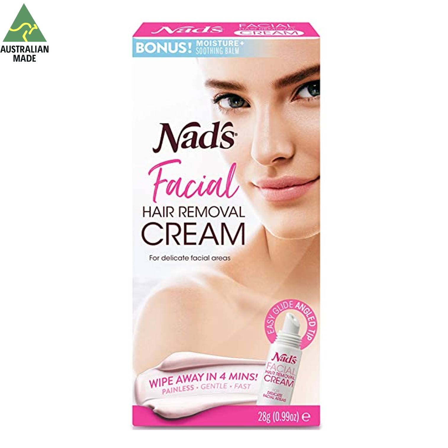 Nads Facial Hair Removal Cream 28g. ผลิตภัณฑ์กำจัดขนสำหรับผิวหน้าสูตรอ่อนโยนพิเศษ สินค้านำเข้าจากออสเตรเลีย