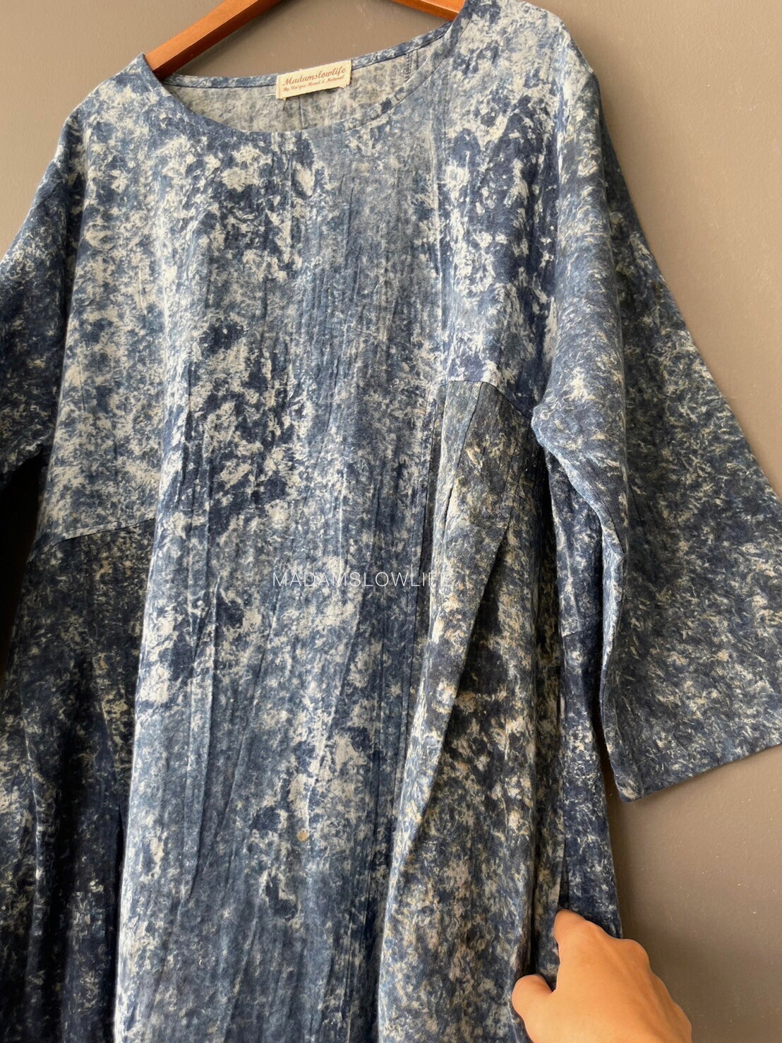 เดรส Size 36-44 แขนยาว 16.5 ยาว 37 เนื้อผ้าคอตตอนพรีเมียม ลายมัดย้อม ย้อมด้วยสีปลอดสารพิษ