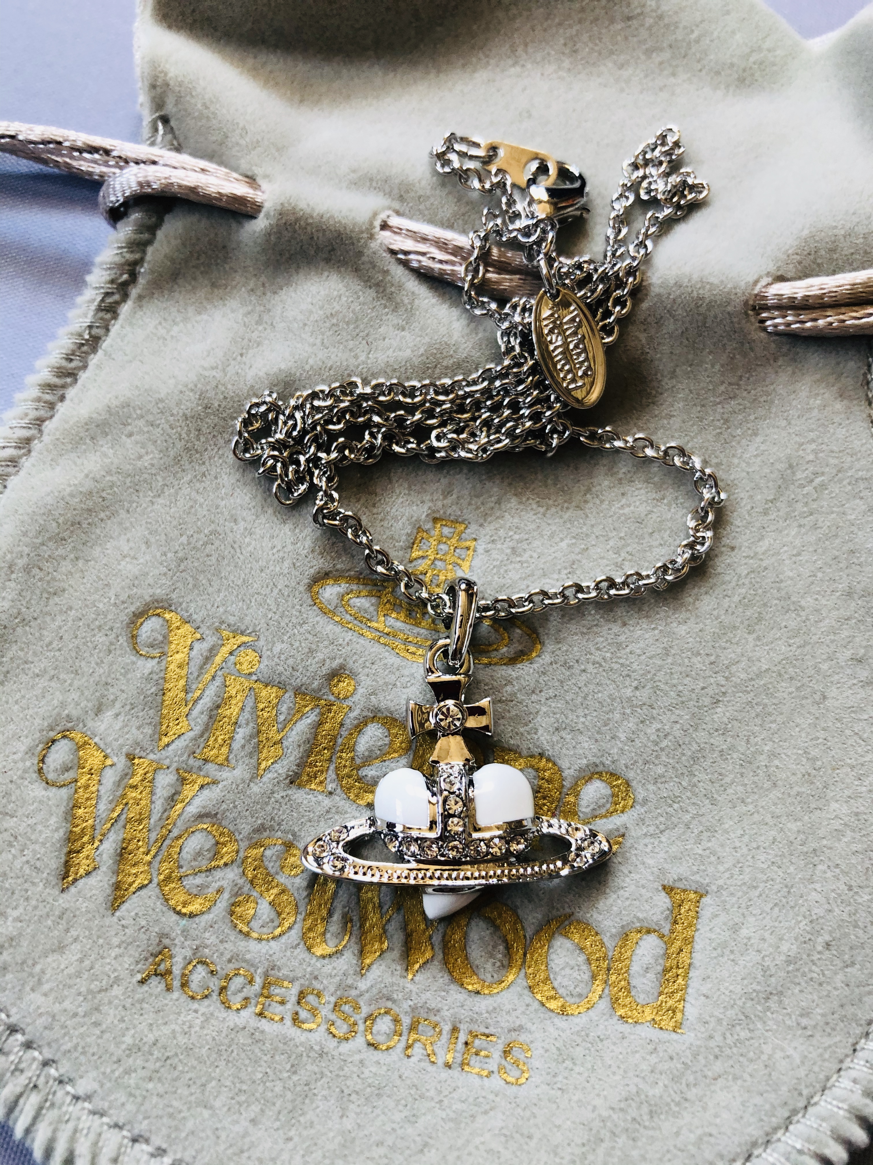 Vivienne Westwood Diamante White Heart Necklace