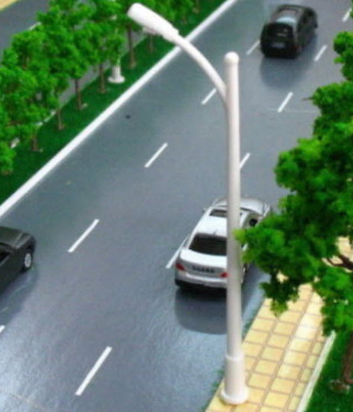 เสาไฟถนน กิ่งเดี่ยว 6V สูง 10 ซ.ม. (สเกล 1:100) / 10 ต้น