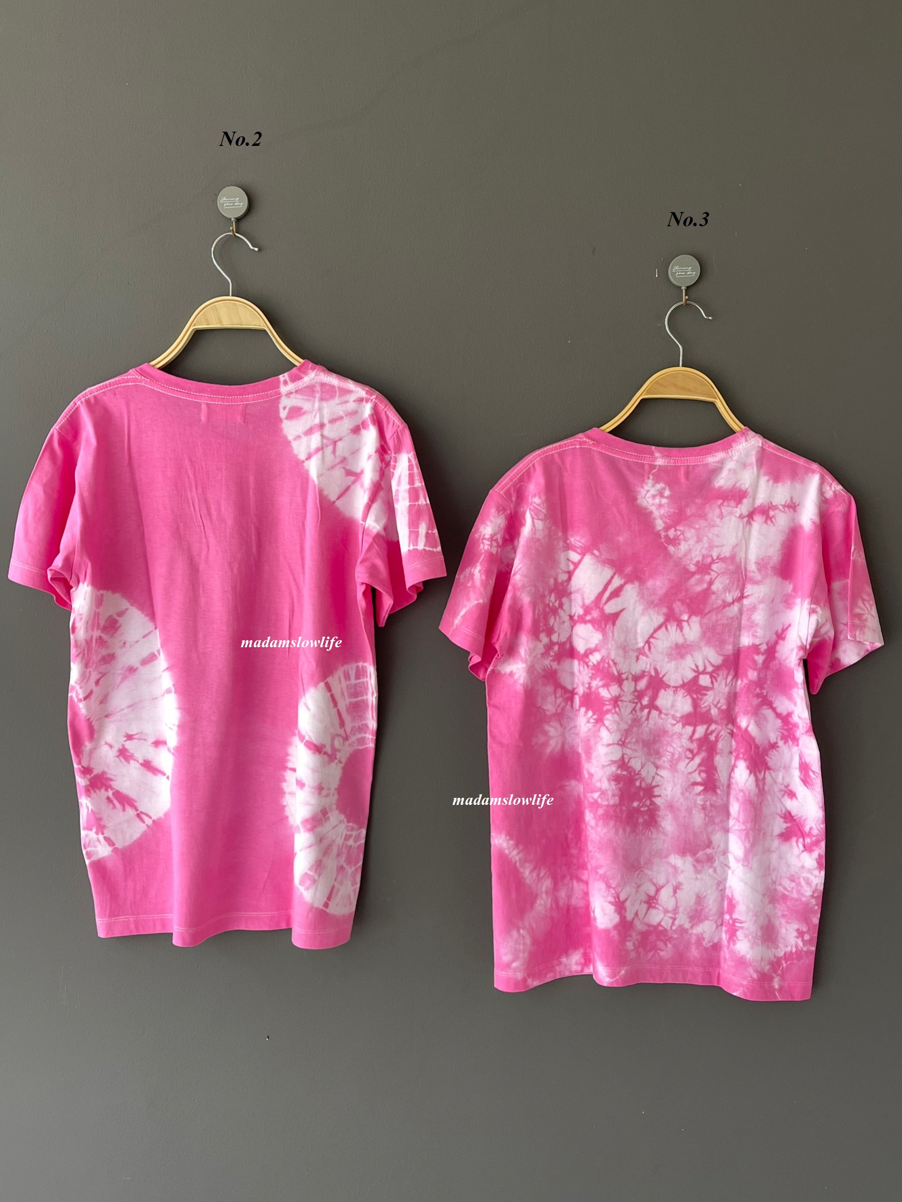 เสื้อยืดคอตตอน มัดย้อมชมพู มีSize:S,M,L,XL,2XL