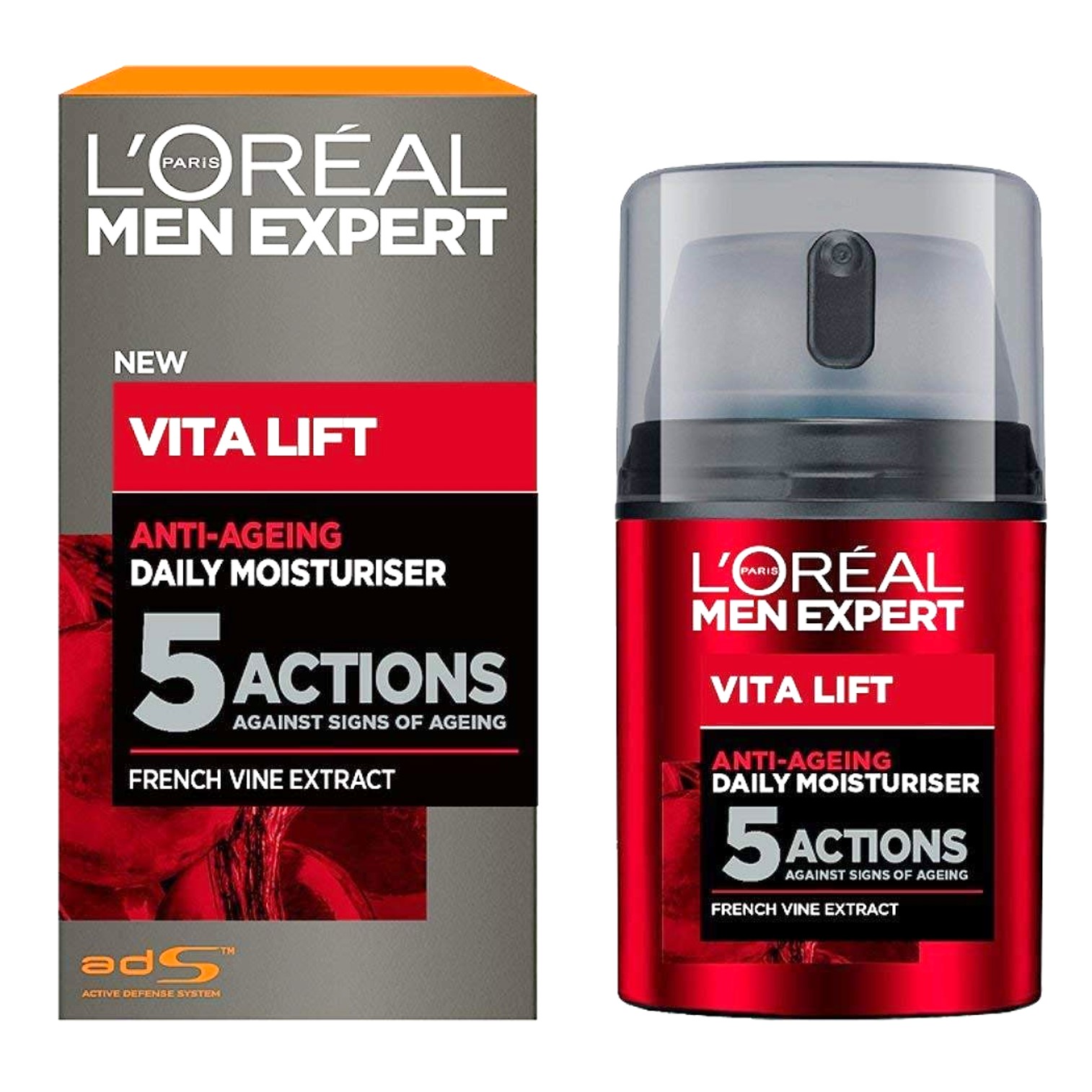 L'Oreal Paris Men Expert Vita Lift 5 Anti Ageing Moisturiser 50ml ผลิตภัณฑ์บำรุงผิวหน้าผู้ชายสูตรพิเศษช่วยลดริ้วรอยก่อนวัยจากต่างประเทศ