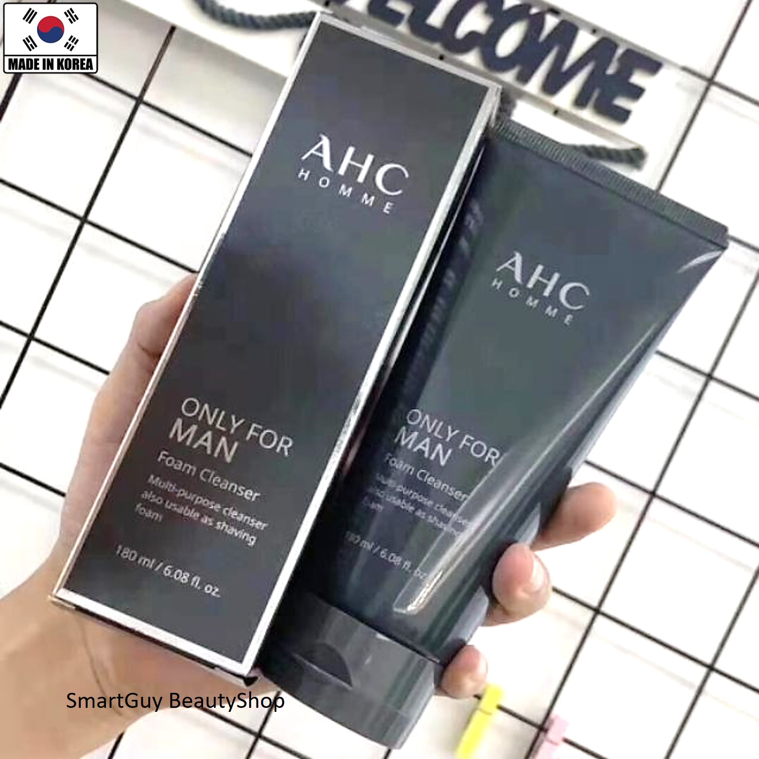 AHC HOMME Only For Man Foam Cleanser 180ml ผลิตภัณฑ์ทำความสะอาดผิวหน้าสูตรพรีเมี่ยมสำหรับผิวหน้าผู้ชายจากเกาหลี