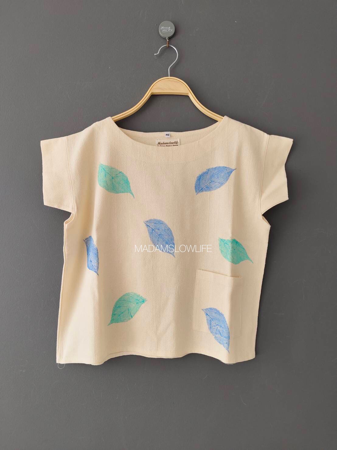 เสื้อผู้หญิง อก 38 40 42 ผ้าคอตตอนพรีเมียมแบบมีเทกเจอร์ ลวดลายใบไม้ใช้สีปลอดสารพิษ