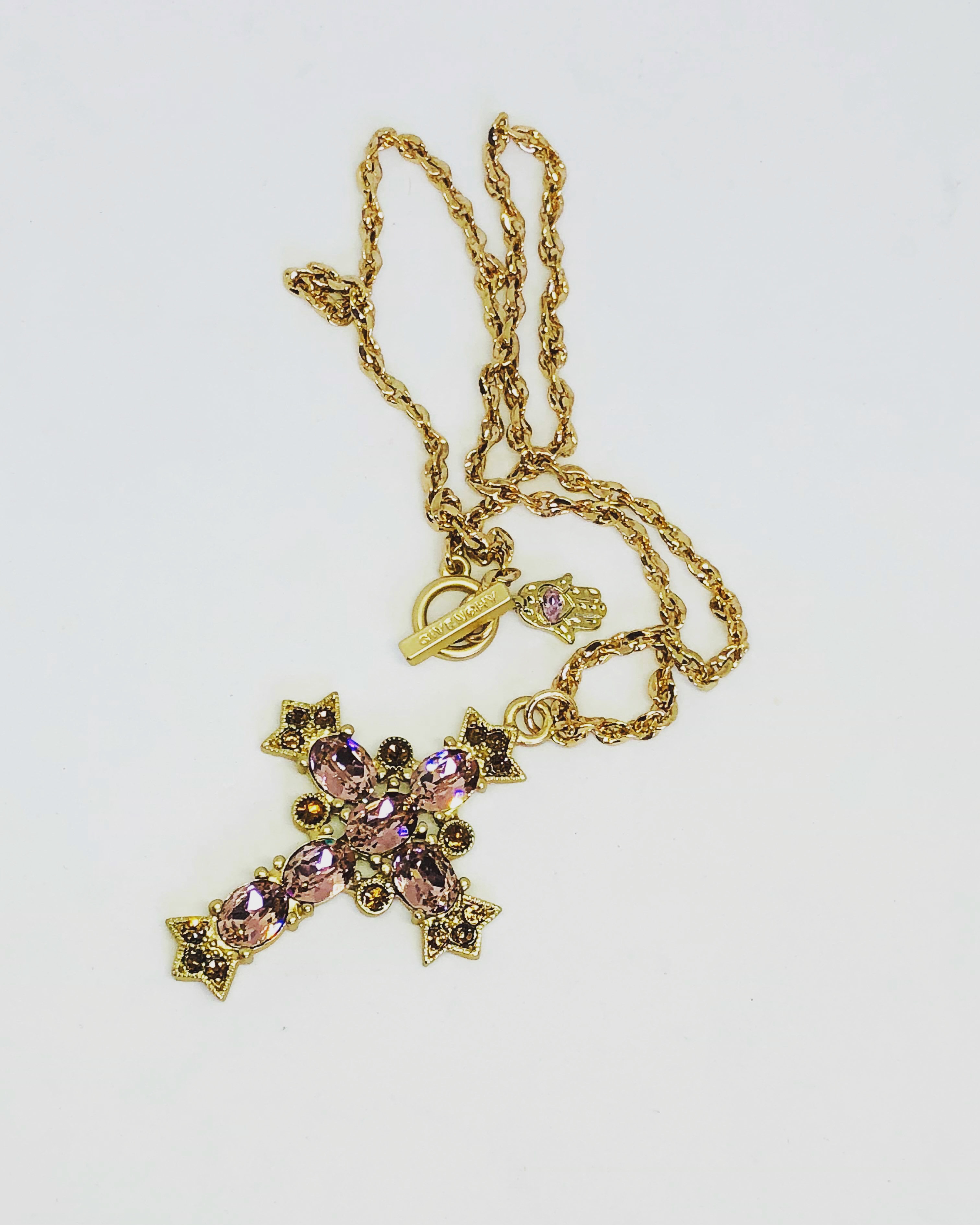 Givenchy Crystal Rhinestone Cross Necklace