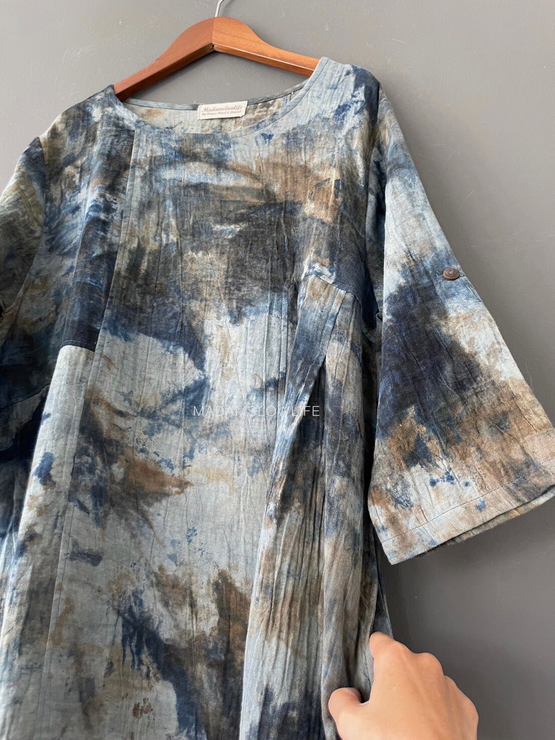 เดรส Size 36-44 แขนยาว 16.5 ยาว 37 เนื้อผ้าคอตตอนพรีเมียม ลายมัดย้อม ย้อมด้วยสีปลอดสารพิษ
