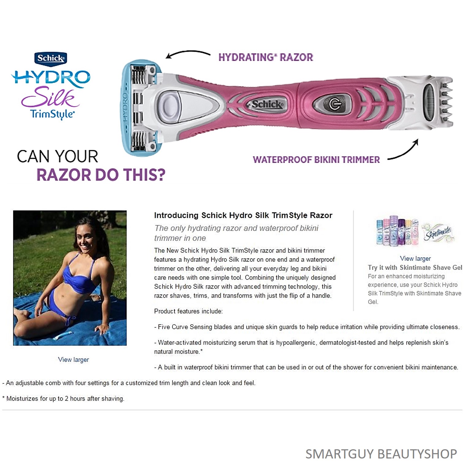 Schick Hydro Silk TrimStyle 5-Blade Razor and Bikini Trimmer ชุดอุปกรณ์กำจัดขนสำหรับผู้หญิงรุ่นพิเศษ