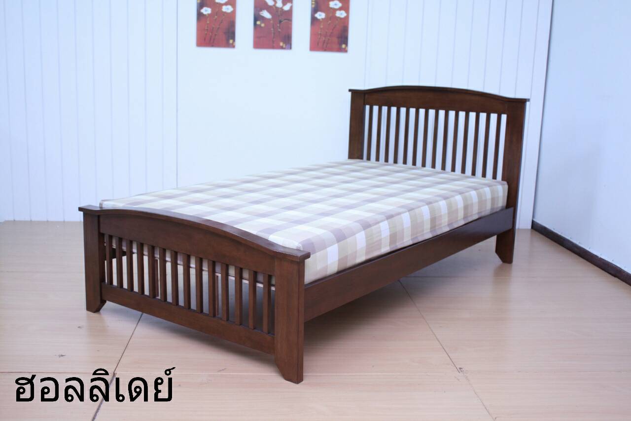 เตียงไม้ยางพารา ขนาด 3.5-6 ฟุต รุ่น Holiday