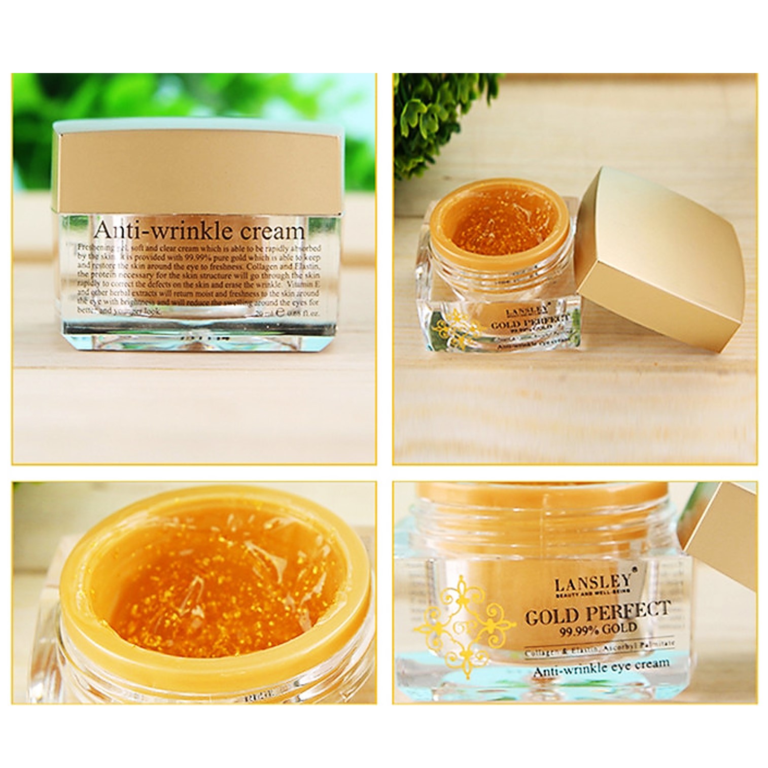 อายเจลทองคำแท้สูตรเข้มข้นพิเศษช่วยบำรุงฟื้นฟูและแก้ทุกปัญหารอบดวงตาอย่างได้ผล LANSLEY Gold Perfect 99.99% Gold Anti-Wrinkle Eye Gel 20ml.
