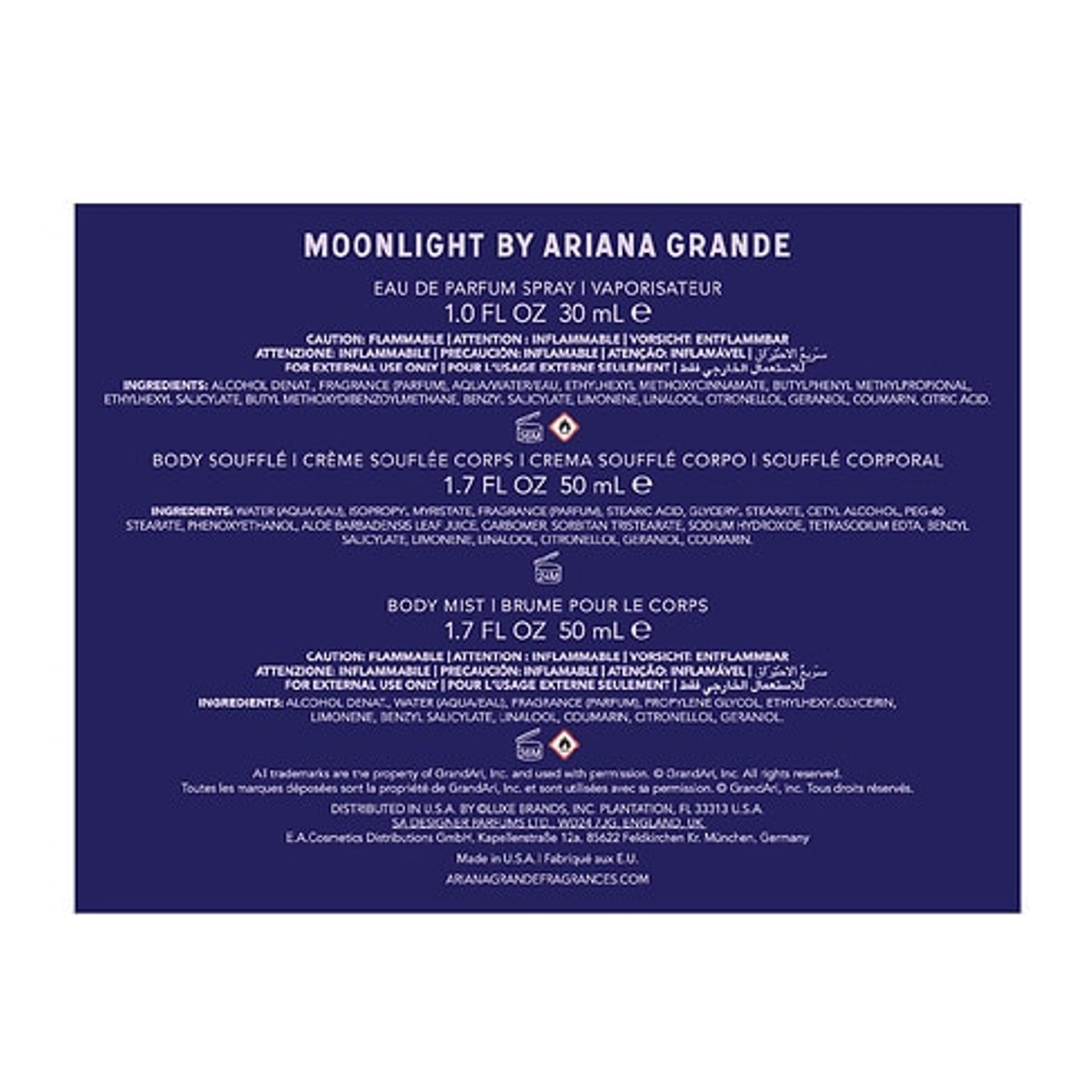 MOONLIGHT By Ariana Grande Holiday Gift Set New In Box เซ็ตน้ำหอมสุดพิเศษจากนักร้องสาวอาเรียน่าเกร็นเดสินค้าลิขสิทธิ์แท้จำนวนจำกัด