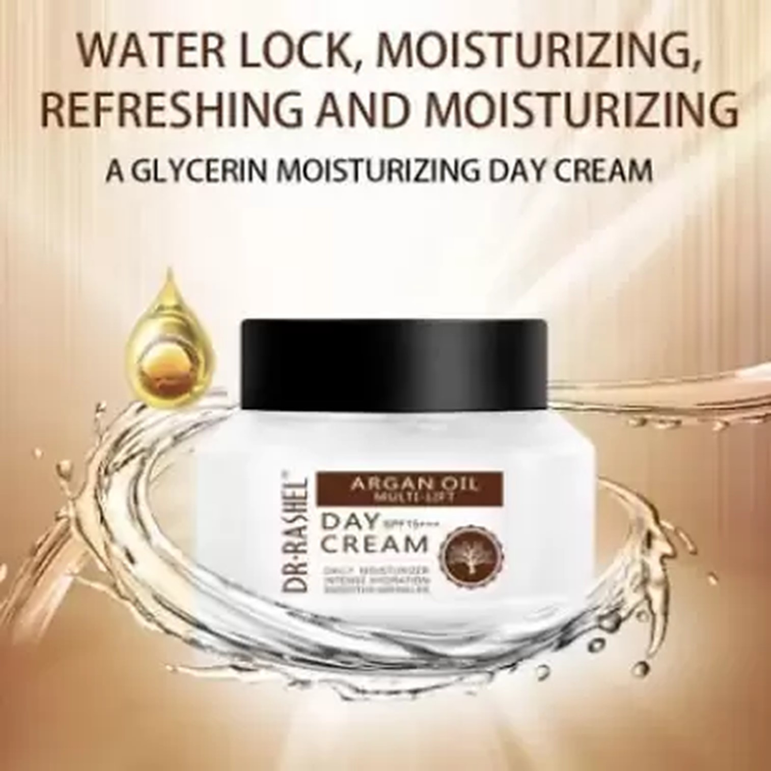 Dr.Rashel Argan Oil Multi Lift Moisturizing Day Cream 50g ครีมบำรุงผิวหน้าตอนกลางวันสูตรพิเศษเพื่อผิวหน้ากระจ่างใสริ้วรอยแลดูจางลงจากสารสกัดธรรมชาติ