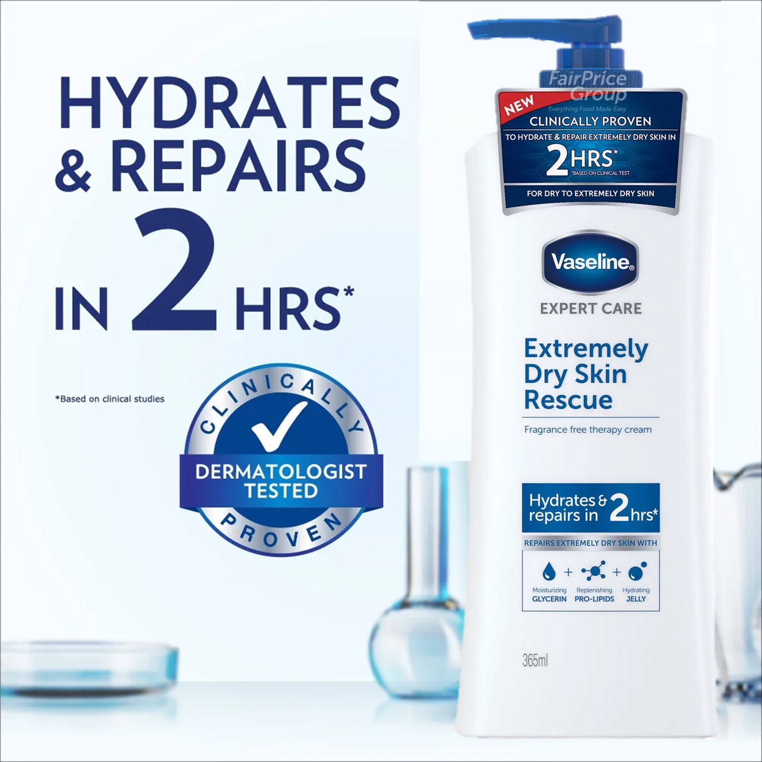 VASELINE Expert Care Extremely Dry Skin Rescue 365ml ผลิตภัณฑ์บำรุงผิวกายสูตรสำหรับผิวแห้งมากสินค้านำเข้าจากออสเตรเลียรับประกันของแท้พร้อมส่ง
