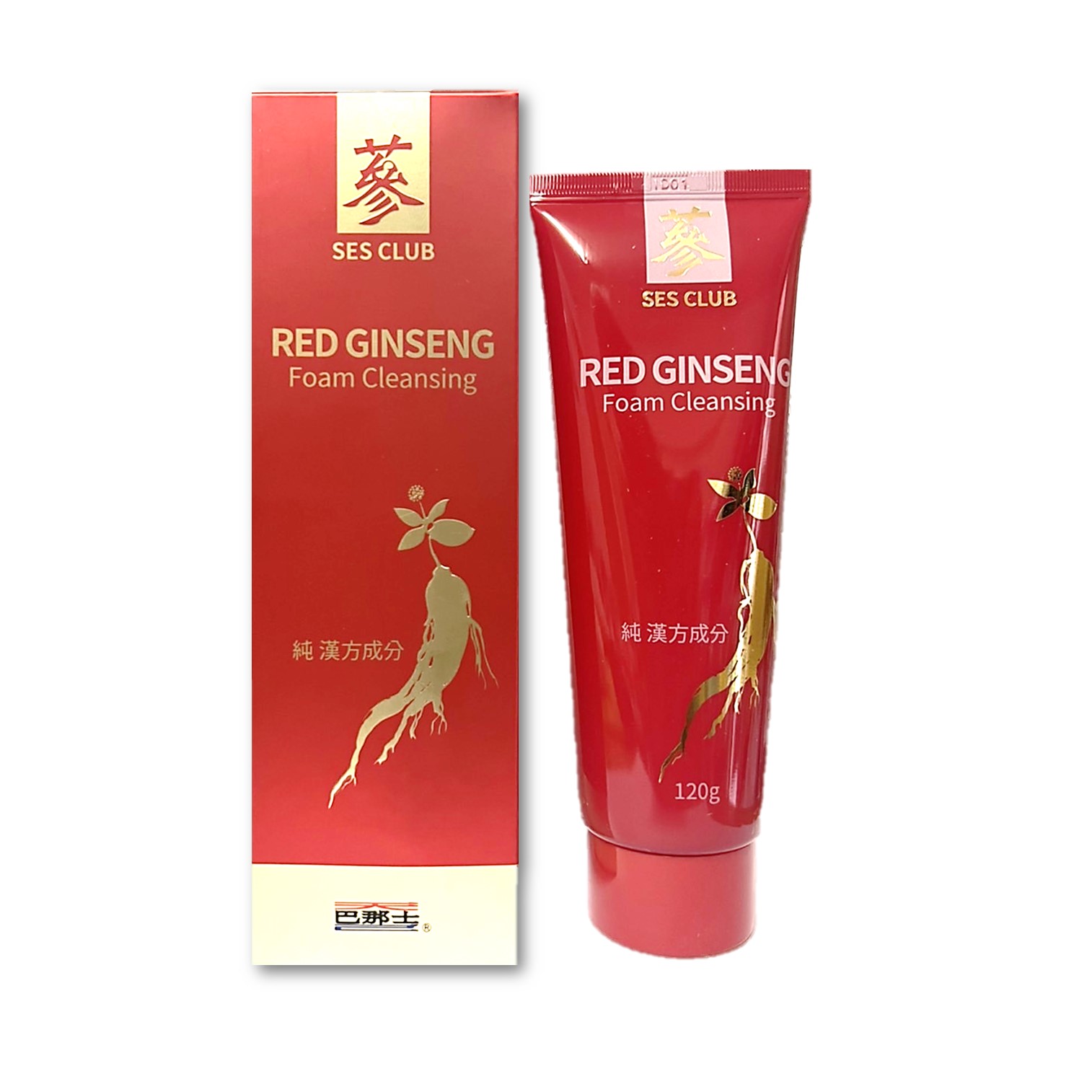 SES CLUB Red Ginseng Foam Cleansing 120g ผลิตภัณฑ์ทำความสะอาดผิวหน้าสูตรพรีเมี่ยมจากสารสกัดโสมแดงเกาหลีของแท้
