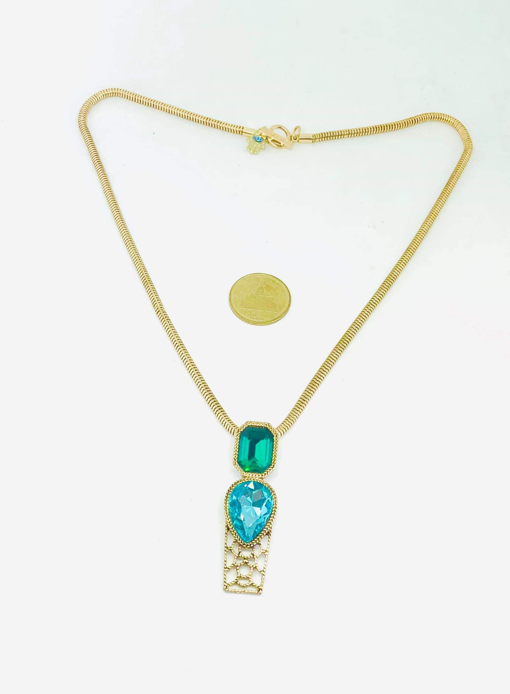 Givenchy Crystal Pendant Snake Chain Necklace