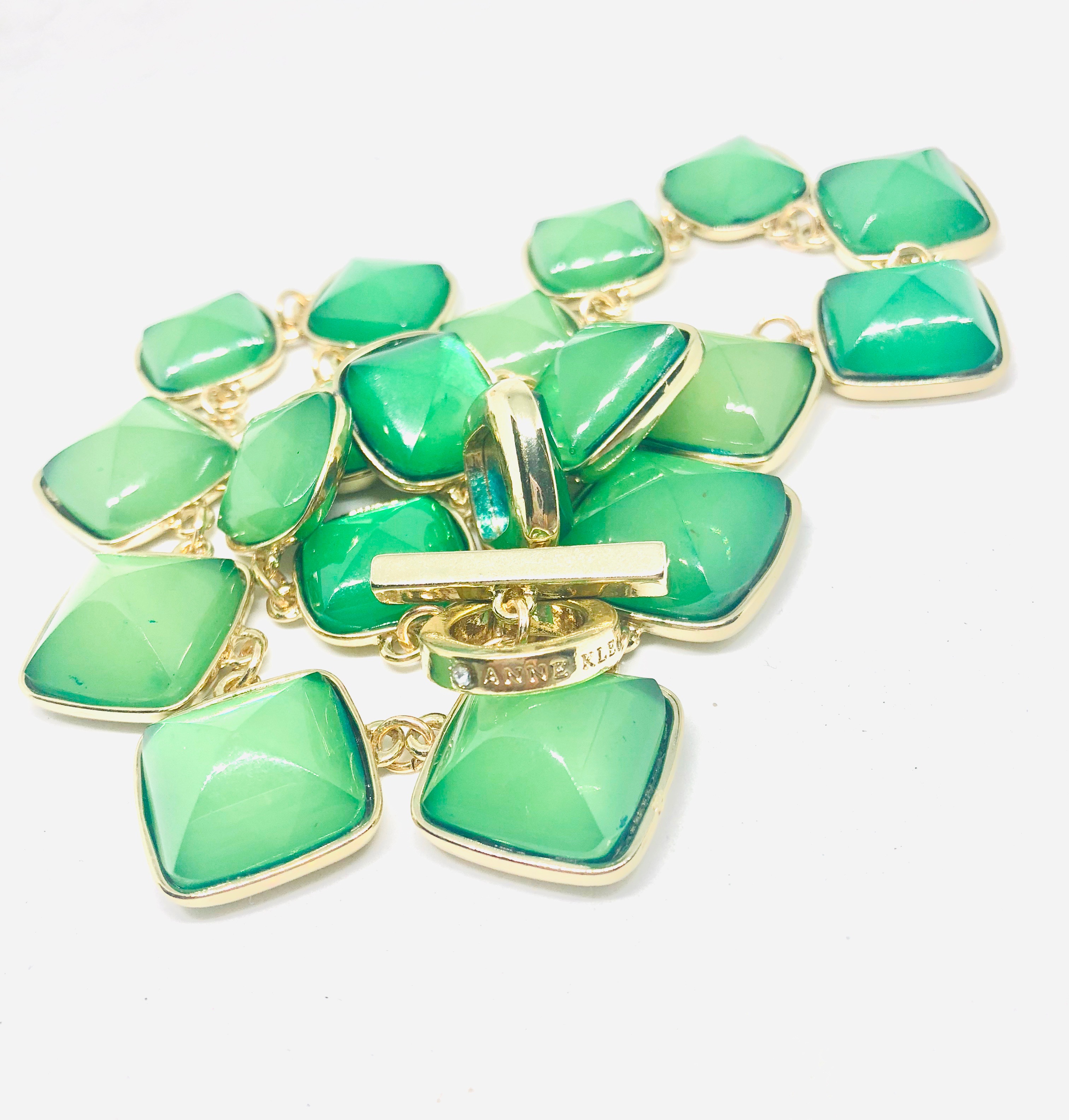 Anne Klein Bright Green Squares necklace