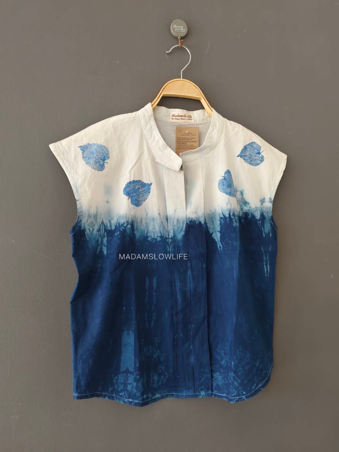 เสื้อผู้หญิงคอจีน สีคราม สีม่วง สีเทา Size:F