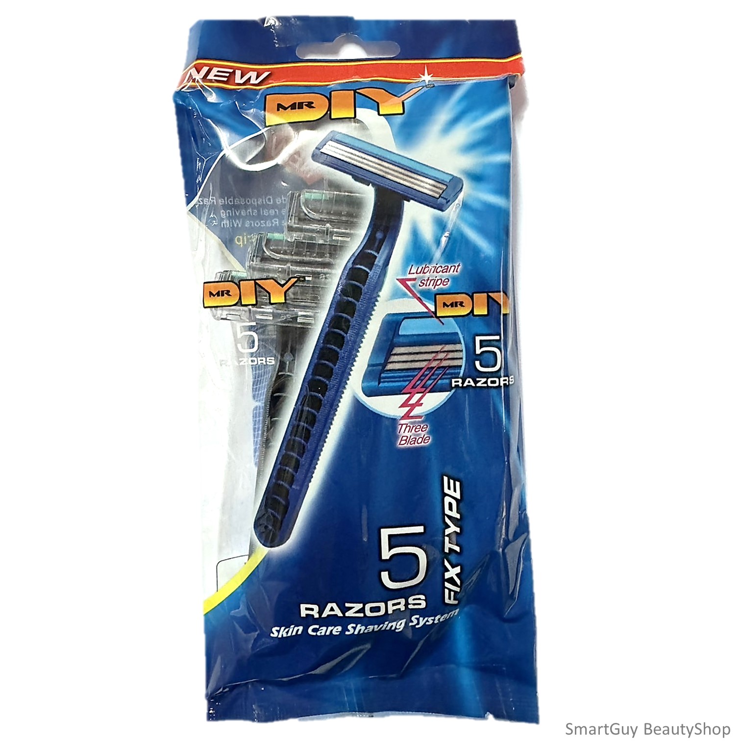 MR.DIY 3 Blade Razors For Men With Lubricant Strip 5Piece Fixe Type มีดโกนหนวดรุ่นพิเศษ 3 ใบมีดบรรจุ 5 ชิ้น