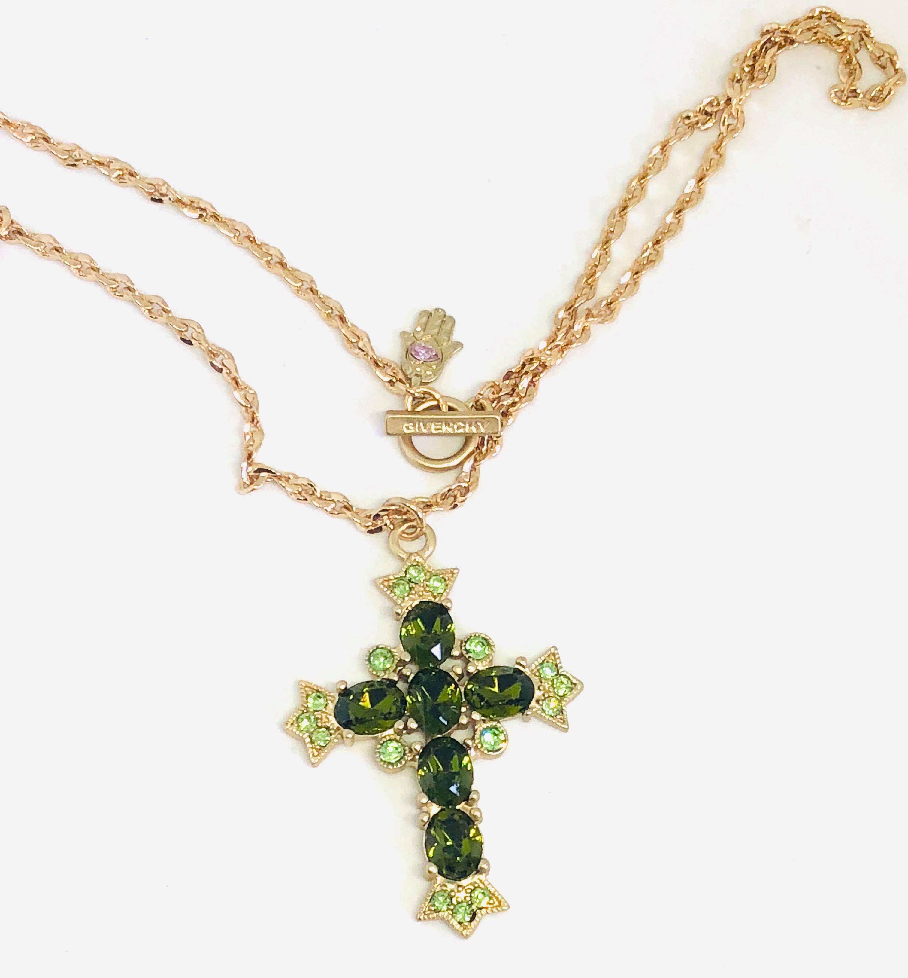 Givenchy Crystal Rhinestone Cross Necklace
