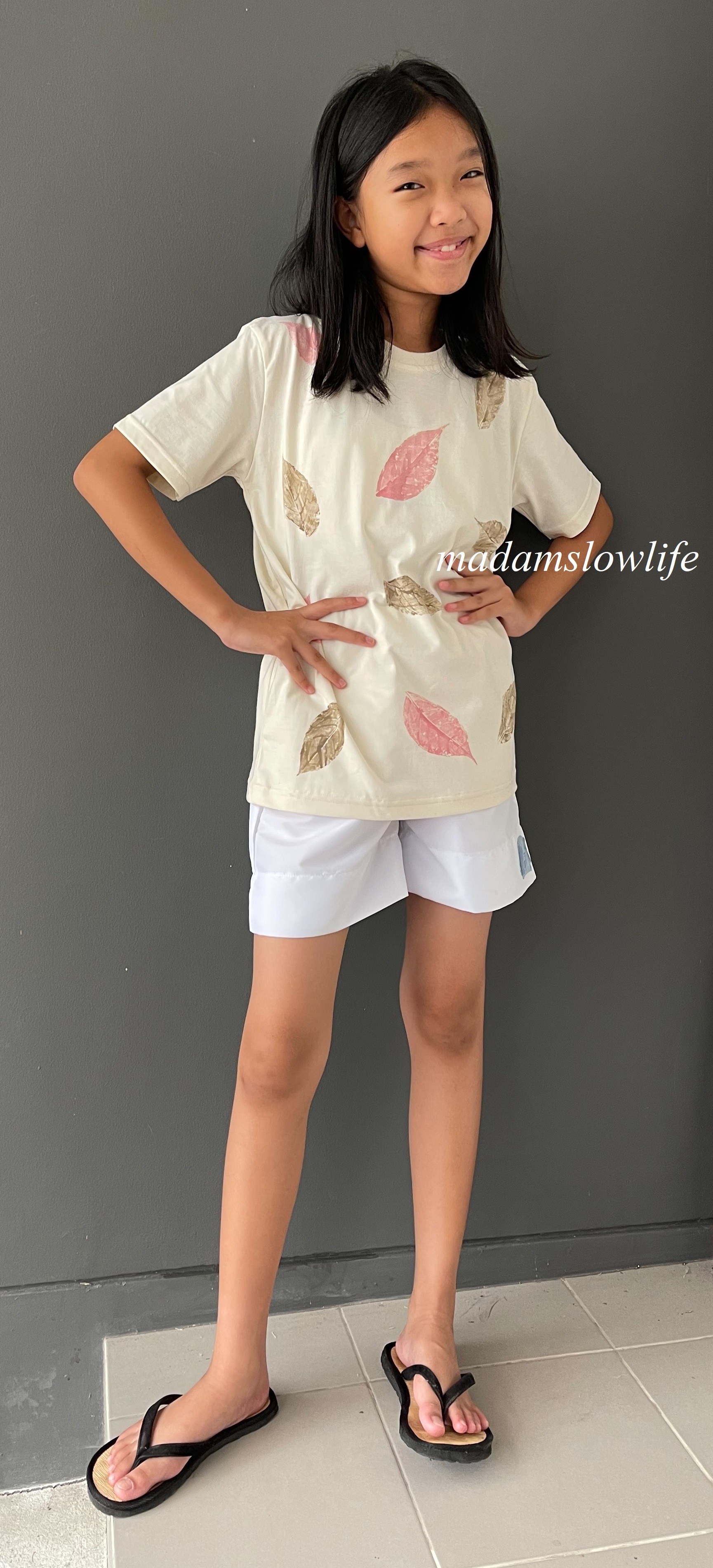 เสื้อยืดเด็ก คอตตอน 100% hand print size 90 100 110 120 130 140