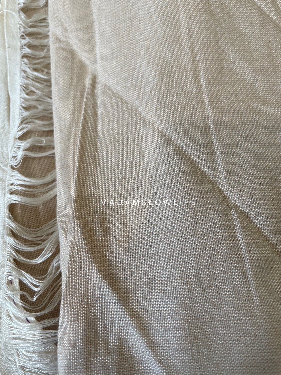 ผ้าฝ้ายทอมือสีเบจ หน้ากว้าง 120 เซนติเมตร Hand made